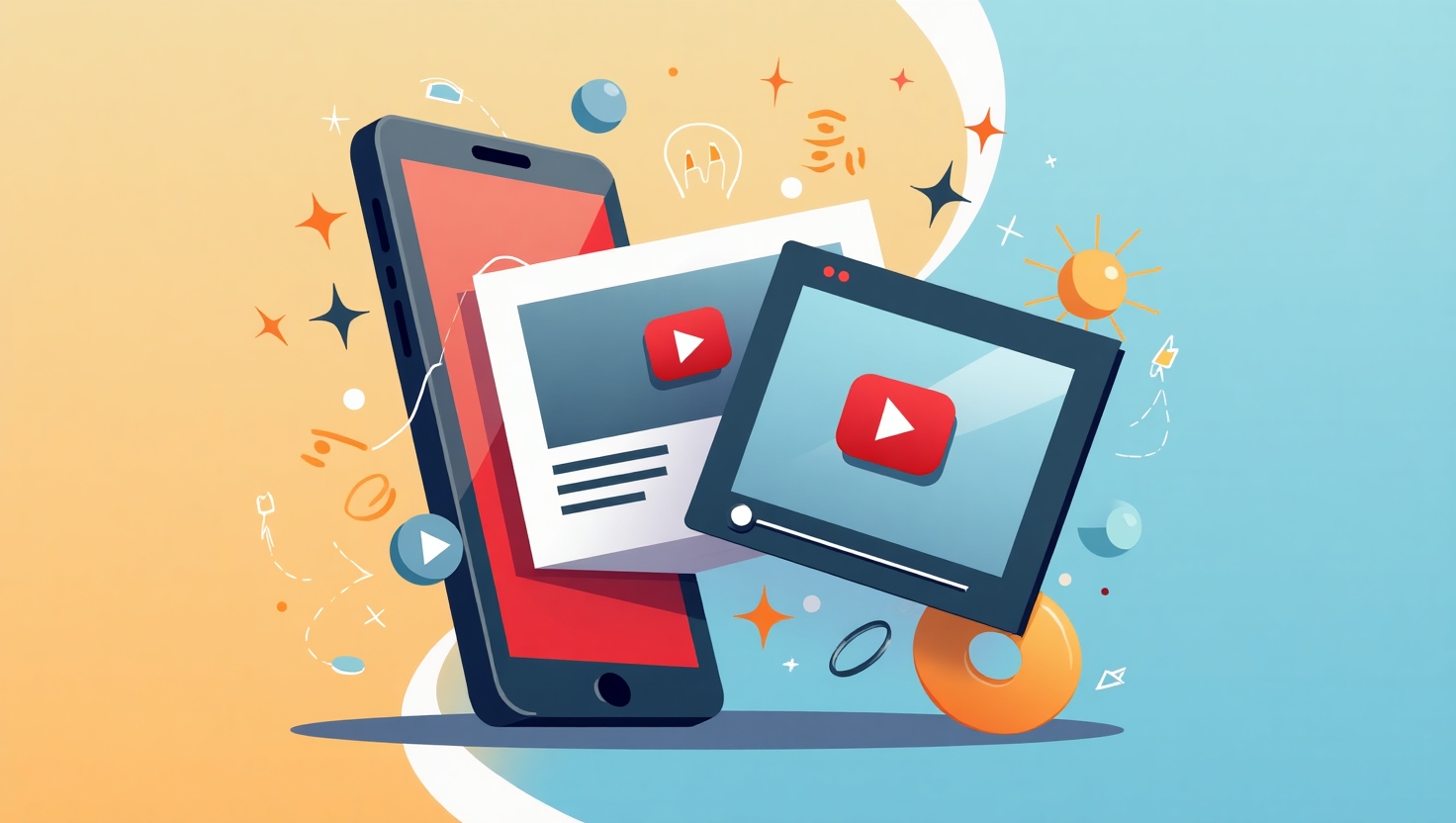 YouTube révolutionne les Shorts avec des vidéos de 3 secondes : la bataille de l’attention extrême Illustration dynamique et moderne en flat design représentant un smartphone affichant un logo de YouTube Shorts avec un clip vidéo de 3 secondes en train d'être lu, entouré d'éléments visuels évoquant la rapidité, l'attention extrême et la créativité, ambiance innovante et high-tech, palette VidForger (#54387D, #3E408D, #3C579D, #47C0B4, #58A17B, #80D07E, #A5DA6F, #E1A65F, #EFCA5E, #EBE263).
