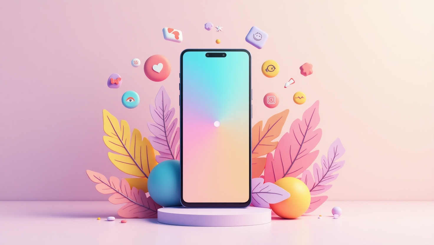 Instagram abandonne le format carré après 15 ans : la révolution verticale est en marche Illustration moderne et dynamique représentant un smartphone en format vertical affichant une interface Instagram épurée et immersive, avec des éléments visuels s'étendant en pleine hauteur pour souligner le passage du format carré au format vertical, dans un environnement numérique vibrant avec des icônes de créativité, storytelling et marketing visuel. Style numérique coloré, féminin — pastel, flat design épuré, ambiance innovante et transformative, avec une palette inspirée de la marque : #54387D, #3E408D, #3C579D, #47C0B4, #58A17B, #80D07E, #A5DA6F, #E1A65F, #EFCA5E, #EBE263. Format paysage.