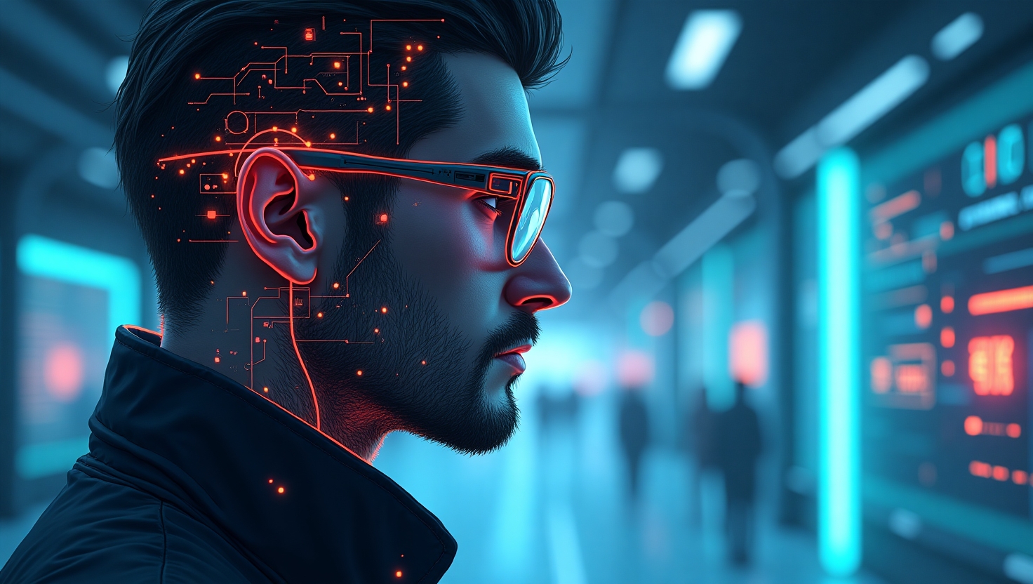 Peut-on vraiment détecter une vidéo IA à l’œil nu en 2025 ? Une illustration moderne et sophistiquée représentant un œil humain mi-numérique, mi-organique, scrutant une scène vidéo hyperréaliste avec des éléments subtils d'artefacts ou d'incohérences visuelles et sonores invisibles à l’œil nu, dans un style futuriste et pédagogique. La scène doit évoquer la tension entre la réalité et la fabrication, avec des détails évoquant la technologie, la réflexion et le défi de détection, utilisant une palette de couleurs inspirée de la marque VidForger (#54387D, #3E408D, #3C579D, #47C0B4, #58A17B, #80D07E, #A5DA6F, #E1A65F, #EFCA5E, #EBE263). Style illustration digitale, claire, avec une ambiance à la fois intrigante et éducative, en format carré.